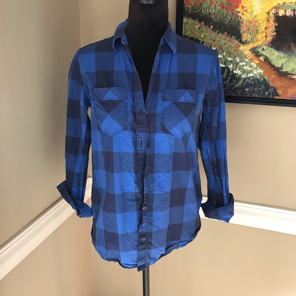 Express Blue Flannel Button down